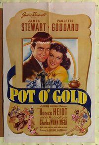 e689 POT O' GOLD one-sheet movie poster '41 Jimmy Stewart, Paulette Goddard