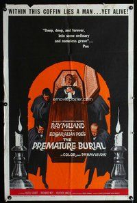e690 PREMATURE BURIAL one-sheet movie poster '62 Edgar Allan Poe, Corman