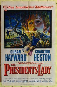 e691 PRESIDENT'S LADY one-sheet movie poster '53 Susan Hayward, Heston