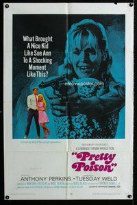 e693 PRETTY POISON style B one-sheet movie poster '68 Perkins, Tuesday Weld