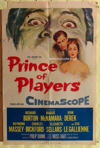 e695 PRINCE OF PLAYERS one-sheet movie poster '55 Richard Burton as Booth!