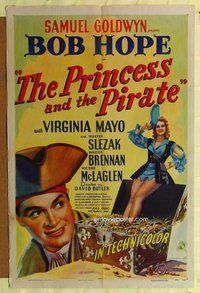 e696 PRINCESS & THE PIRATE one-sheet movie poster '44 Bob Hope, Mayo