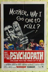 e703 PSYCHOPATH one-sheet movie poster '66 Robert Bloch, Wymark, horror!