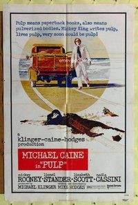 e704 PULP one-sheet movie poster '72 Michael Caine, Mickey Rooney