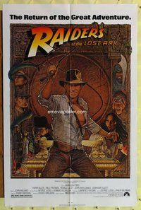 e712 RAIDERS OF THE LOST ARK one-sheet movie poster R80s Harrison Ford