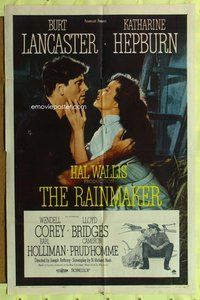 e714 RAINMAKER one-sheet movie poster '56 Burt Lancaster, Kate Hepburn