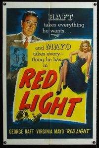 e719 RED LIGHT one-sheet movie poster '49 George Raft, sexy Virginia Mayo!