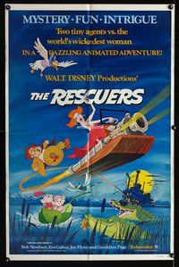 e721 RESCUERS one-sheet movie poster '77 Walt Disney mice cartoon!