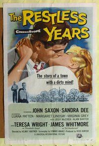 e722 RESTLESS YEARS one-sheet movie poster '58 John Saxon, Sandra Dee