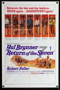 e726 RETURN OF THE SEVEN one-sheet movie poster '66 Yul Brynner