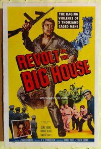 e729 REVOLT IN THE BIG HOUSE one-sheet movie poster '58 violent caged men!