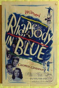e731 RHAPSODY IN BLUE one-sheet movie poster '45 Robert Alda, Al Jolson