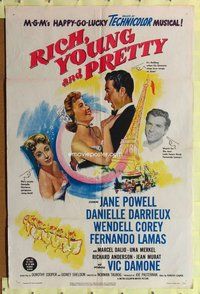 e733 RICH, YOUNG & PRETTY one-sheet movie poster '51 Jane Powell, Darrieux