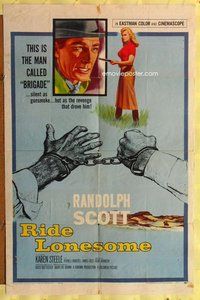 e734 RIDE LONESOME one-sheet movie poster '59 Randolph Scott, Boetticher