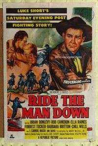 e735 RIDE THE MAN DOWN one-sheet movie poster '52 Brian Donlevy, Cameron
