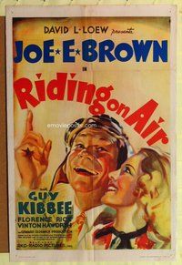 e736 RIDING ON AIR one-sheet movie poster '37 Joe E. Brown, Florence Rice