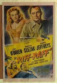 e737 RIFF-RAFF one-sheet movie poster '47 Pat O'Brien film noir!