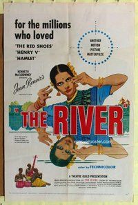 e741 RIVER one-sheet movie poster '51 Jean Renoir, Nora Swinburne