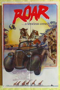 e742 ROAR one-sheet movie poster '81 cool Hopkins lions & tigers artwork!