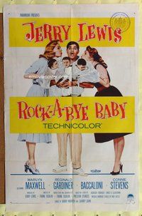 e743 ROCK-A-BYE BABY one-sheet movie poster '58 Jerry Lewis with triplets!