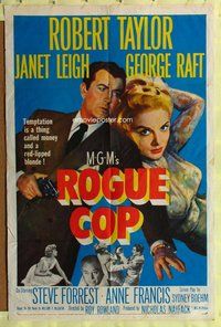 e745 ROGUE COP one-sheet movie poster '54 Robert Taylor, sexy Janet Leigh!