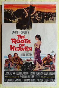 e748 ROOTS OF HEAVEN one-sheet movie poster '58 Errol Flynn, Julie Greco