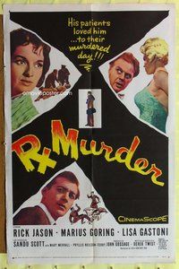 e757 Rx MURDER one-sheet movie poster '58 Marius Goring, crazy doctor!