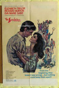 e758 SANDPIPER one-sheet movie poster '65 Liz Taylor, Richard Burton