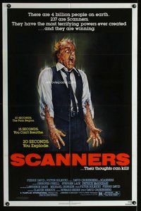 e768 SCANNERS one-sheet movie poster '81 David Cronenberg, great Joann art!