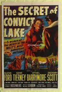 e775 SECRET OF CONVICT LAKE one-sheet movie poster '51 Glenn Ford, Tierney