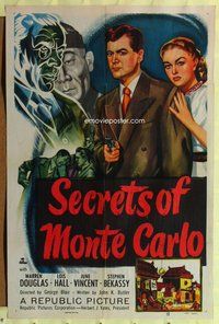 e778 SECRETS OF MONTE CARLO one-sheet movie poster '51 Warren Douglas