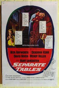 e780 SEPARATE TABLES one-sheet movie poster '58 Rita Hayworth, Lancaster
