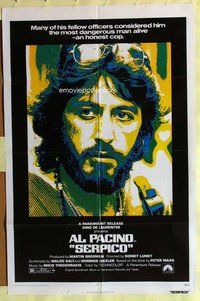 e783 SERPICO one-sheet movie poster '74 Al Pacino crime classic!
