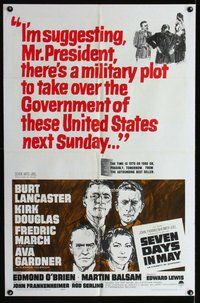 e784 SEVEN DAYS IN MAY one-sheet movie poster '64 Burt Lancaster, Douglas