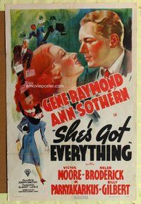 e788 SHE'S GOT EVERYTHING one-sheet movie poster '37 Ann Sothern, Raymond