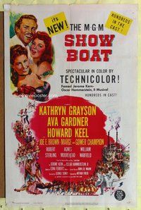 e793 SHOW BOAT one-sheet movie poster '51 Kathryn Grayson, Gardner, Keel