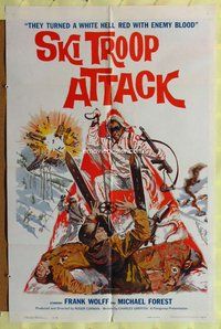 e802 SKI TROOP ATTACK one-sheet movie poster '60 Roger Corman, wild image!