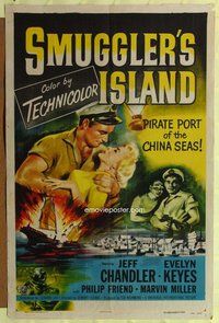 e813 SMUGGLER'S ISLAND one-sheet movie poster '51 sexy Evelyn Keyes!