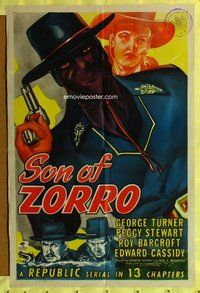 e818 SON OF ZORRO one-sheet movie poster '47 George Turner, Republic serial!