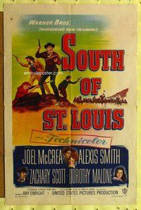 e821 SOUTH OF ST LOUIS one-sheet movie poster '49 Joel McCrea, Alexis Smith