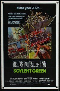 e824 SOYLENT GREEN one-sheet movie poster '73 Charlton Heston, Solie art!