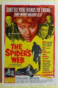 e827 SPIDER'S WEB one-sheet movie poster '61Glynis Johns,Agatha Christie