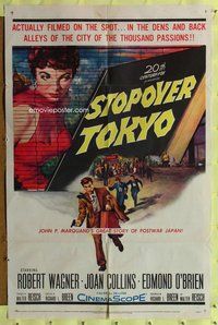 e844 STOPOVER TOKYO one-sheet movie poster '57 Joan Collins, Robert Wagner