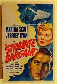 e847 STRANGE BARGAIN one-sheet movie poster '49 film noir, Martha Scott