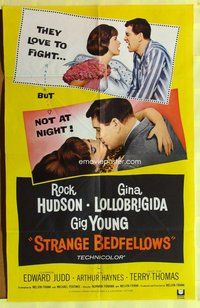e848 STRANGE BEDFELLOWS one-sheet movie poster '65 Gina Lollobrigida
