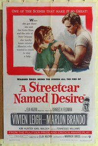 e849 STREETCAR NAMED DESIRE one-sheet movie poster '51 Brando, Vivien Leigh