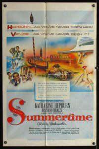 e855 SUMMERTIME one-sheet movie poster '55 Kate Hepburn, Rossano Brazzi