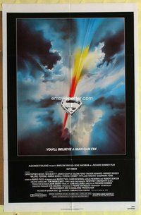 e859 SUPERMAN one-sheet movie poster '78 Chris Reeve, shield style!
