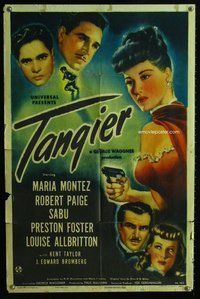 e869 TANGIER one-sheet movie poster '46 sexy Maria Montez with gun, Sabu