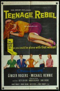 e873 TEENAGE REBEL one-sheet movie poster '56 Ginger Rogers, Rennie